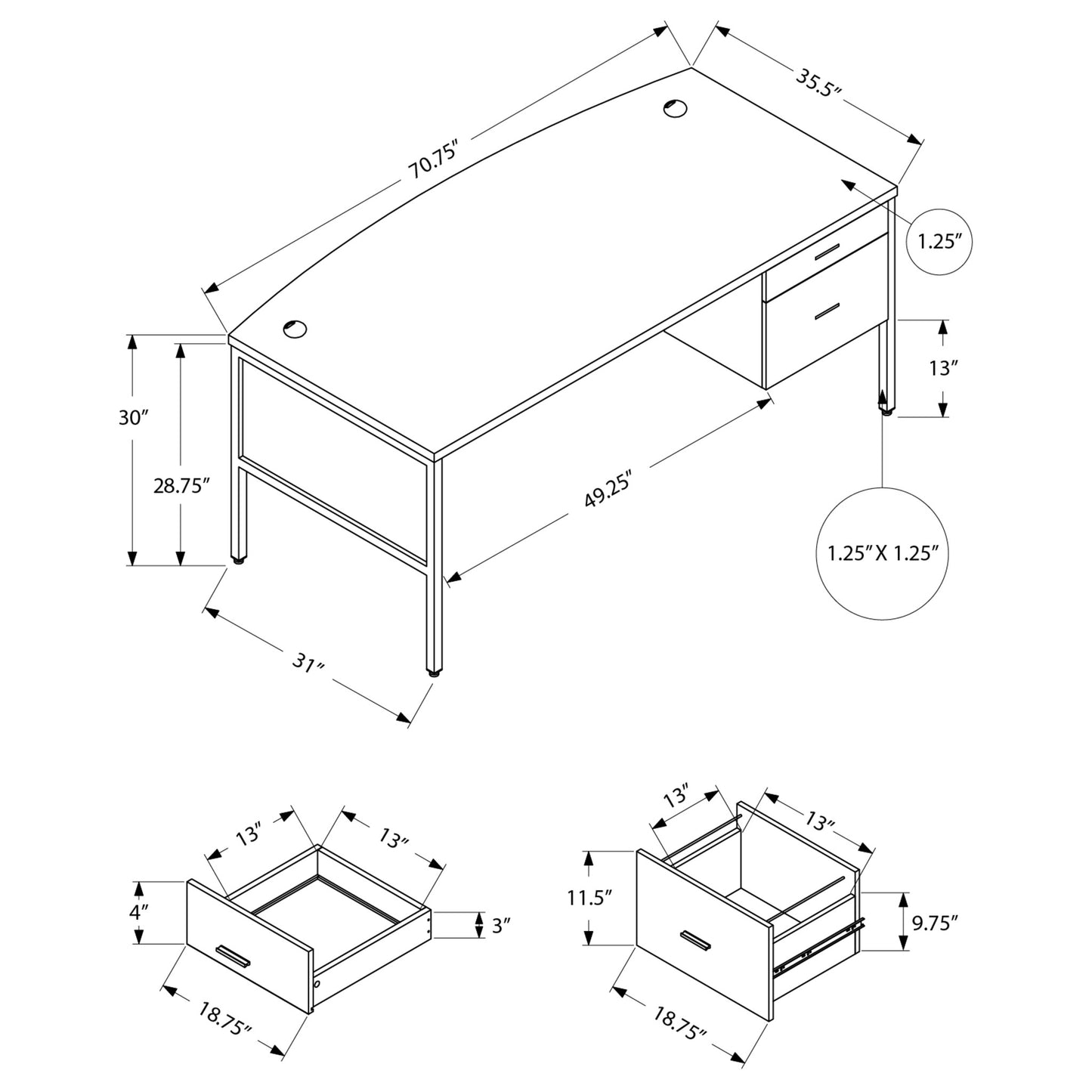OFFICE DESK M7730 - Grey / White