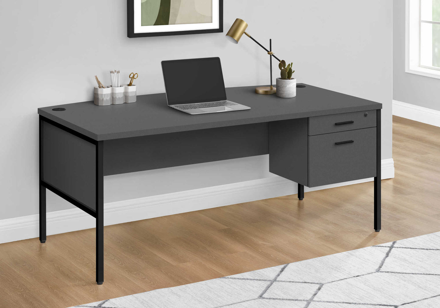 OFFICE DESK M7730 - Grey / White