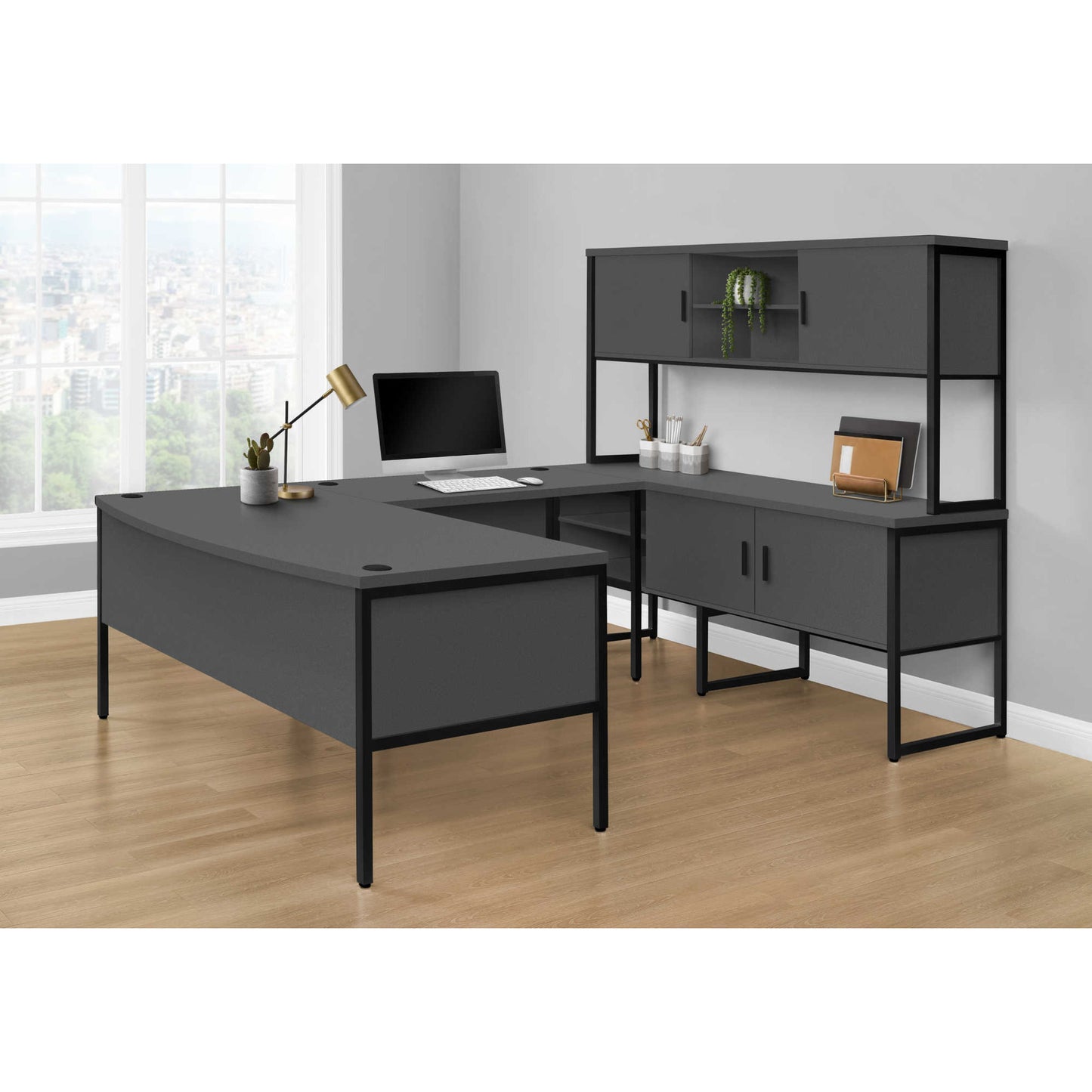 OFFICE DESK M7730 - Grey / White