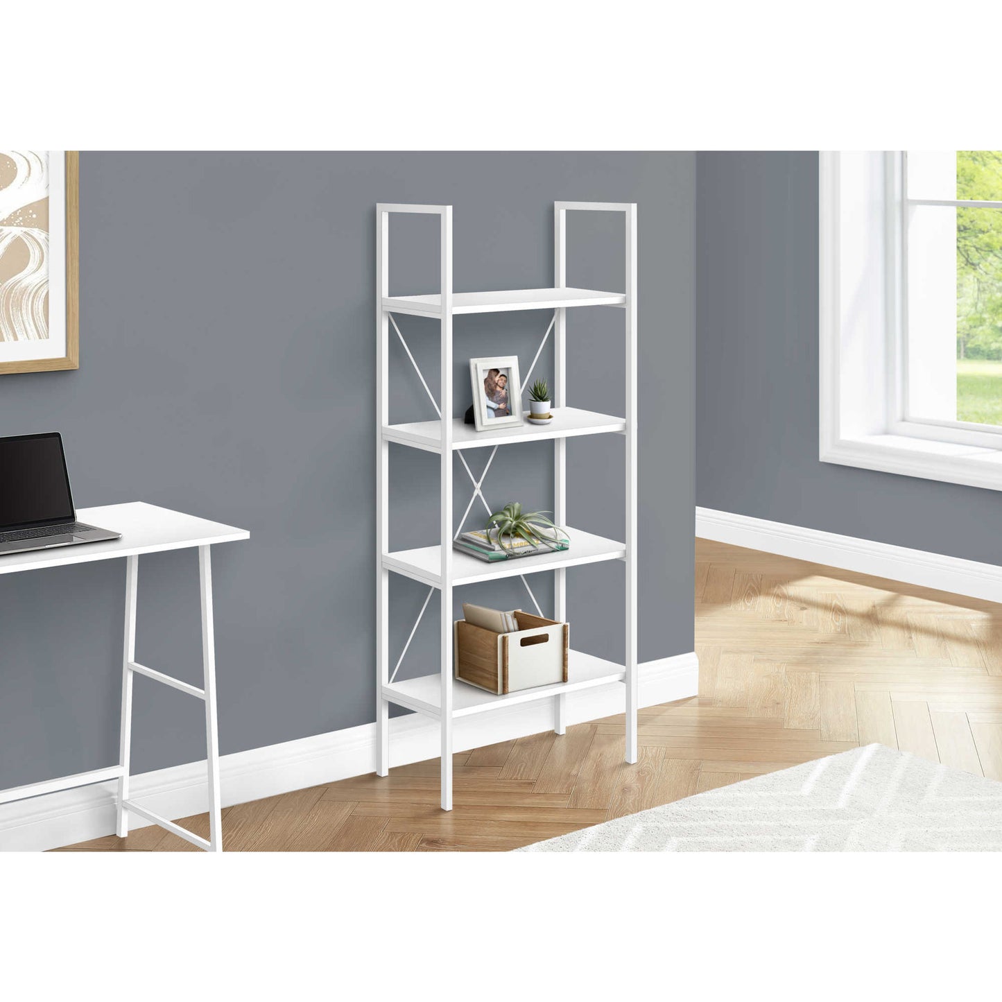 48" BOOKCASE M7800 - Dark Taupe / White