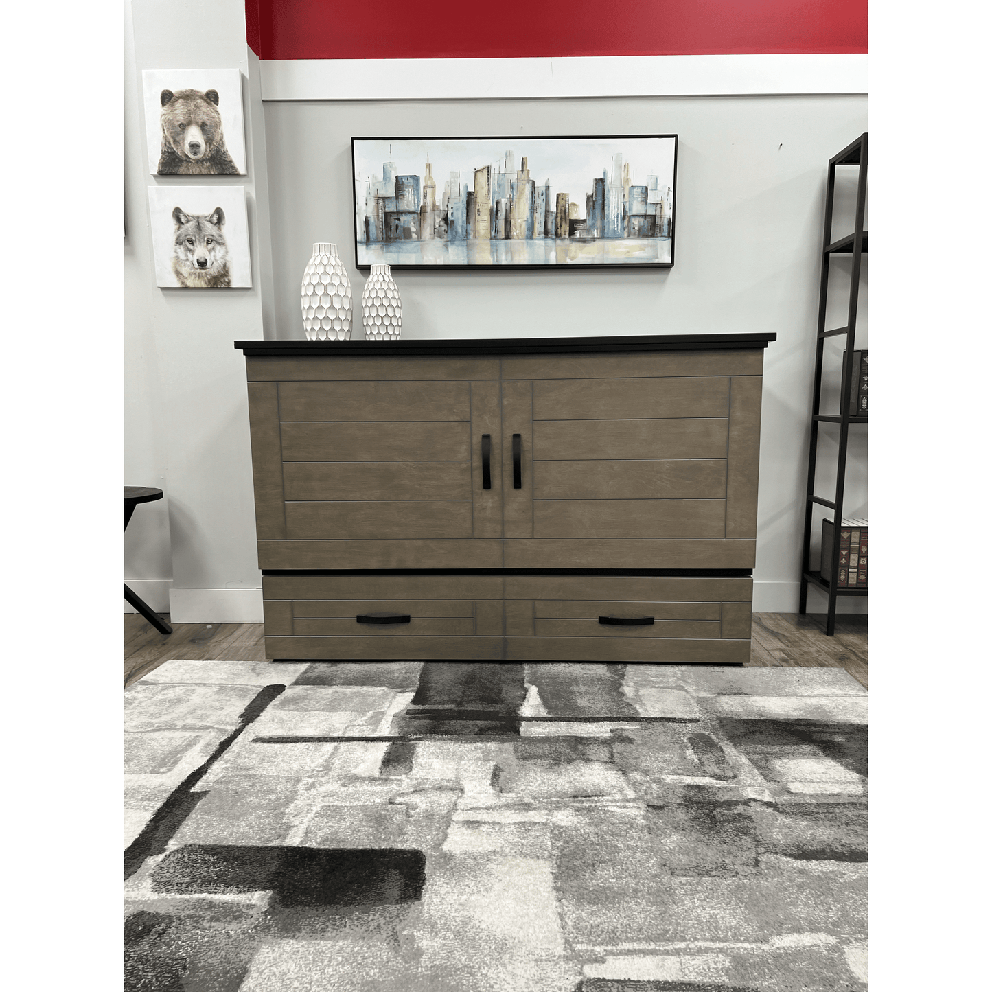 Metro Cabinet Bed -  Pebble Grey and Black