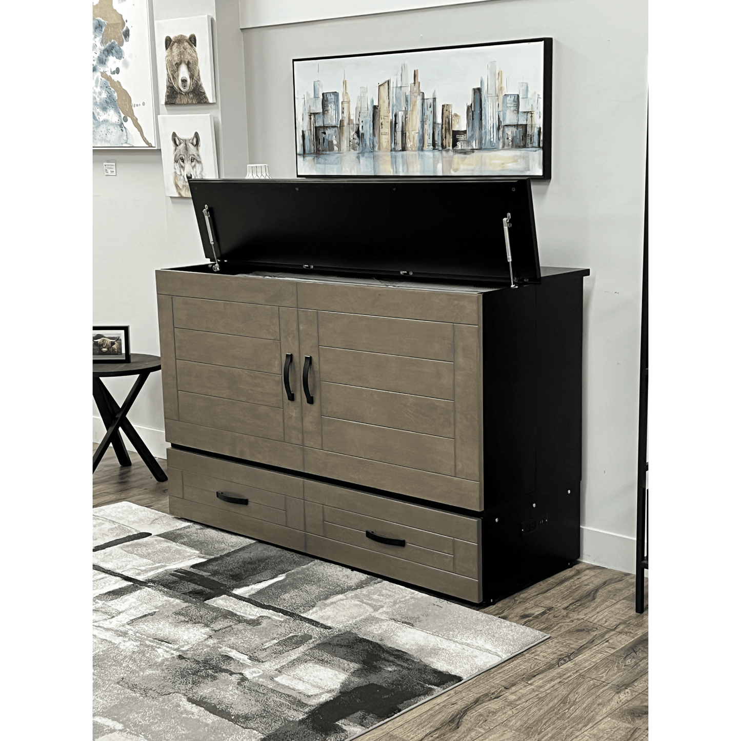 Metro Cabinet Bed -  Pebble Grey and Black