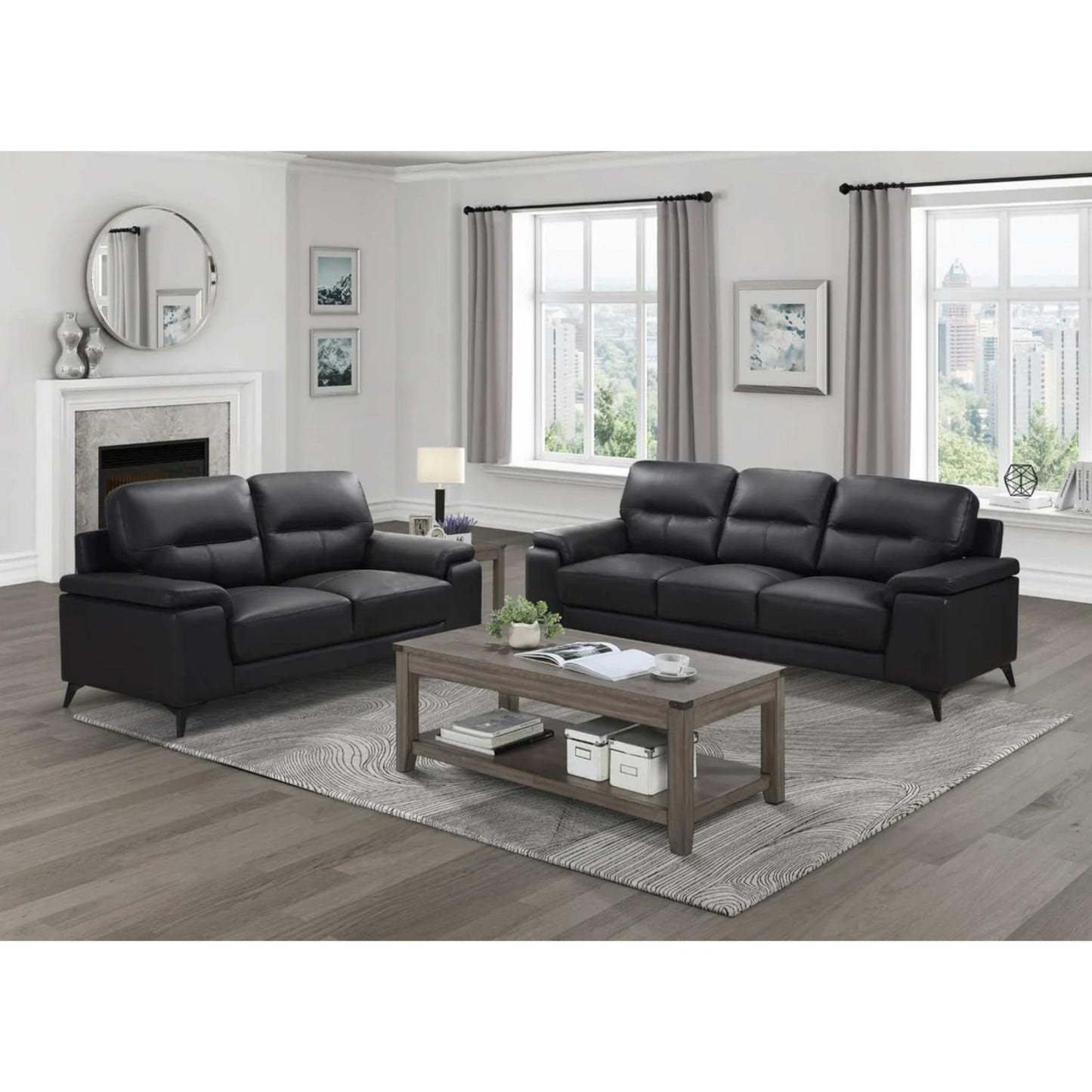 Mischa Loveseat -  Black / Dark Grey / Silver