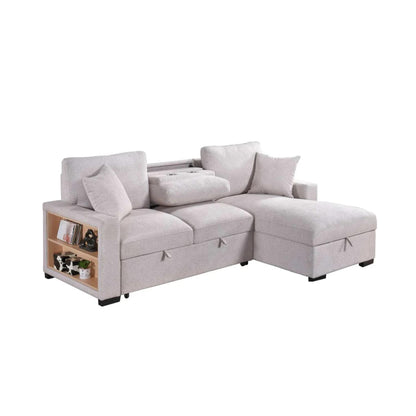 Pallas 2-Piece Pull-Out Sofa Bed Sectional - Beige