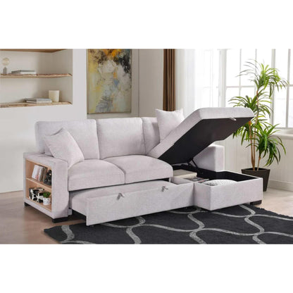 Pallas 2-Piece Pull-Out Sofa Bed Sectional - Beige