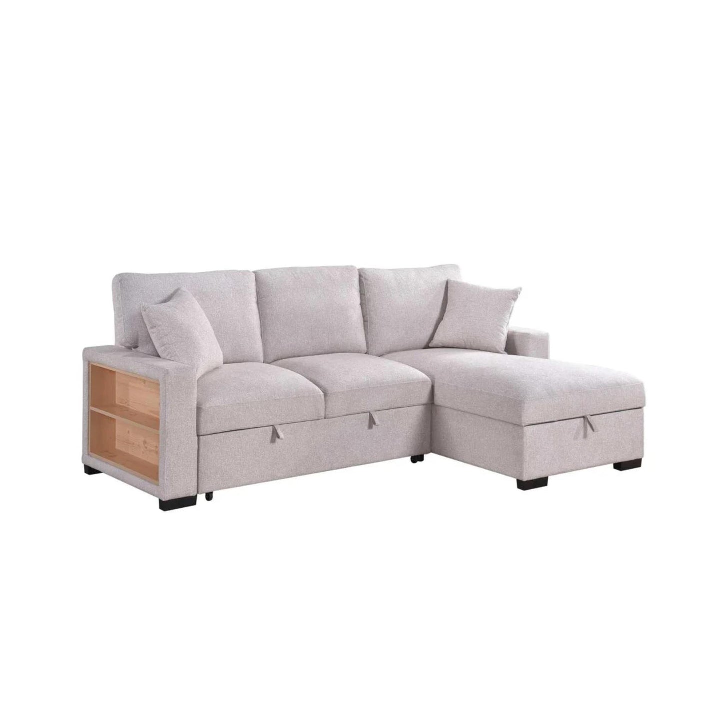 Pallas 2-Piece Pull-Out Sofa Bed Sectional - Beige