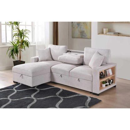 Pallas 2-Piece Pull-Out Sofa Bed Sectional - Beige