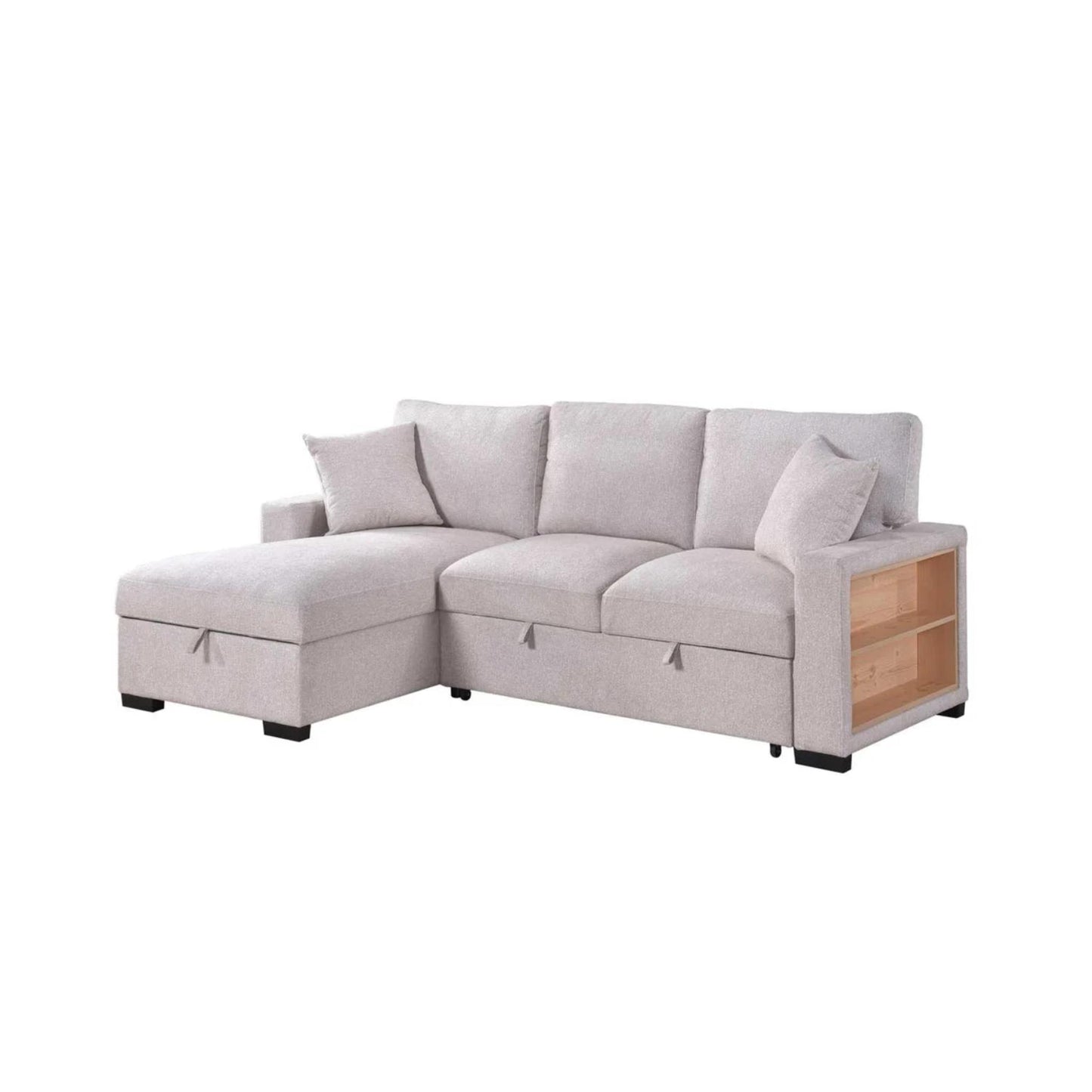 Pallas 2-Piece Pull-Out Sofa Bed Sectional - Beige