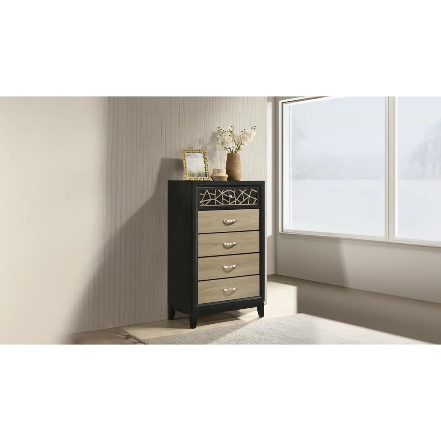 Selena Bedroom Set B1451 (Black & Natural)