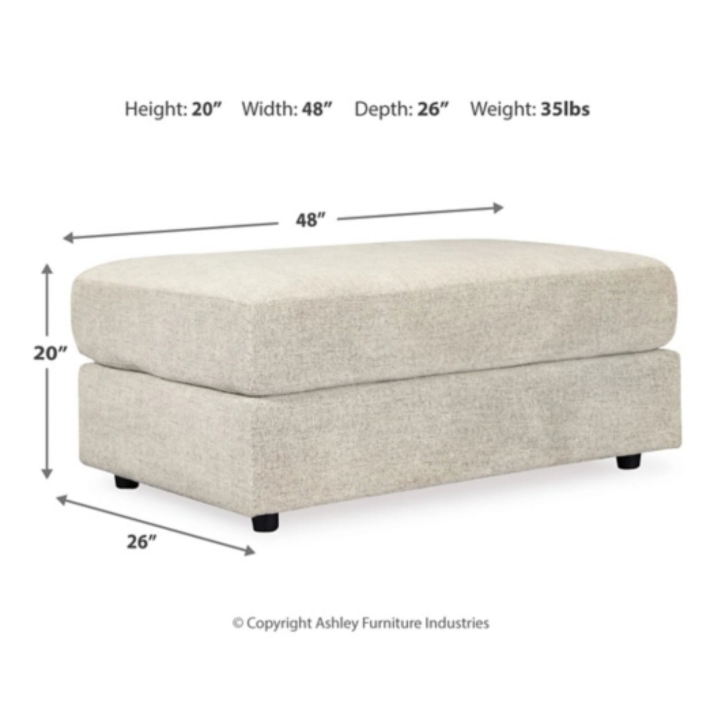 Soletren Oversized Accent Ottoman - Stone / Ash