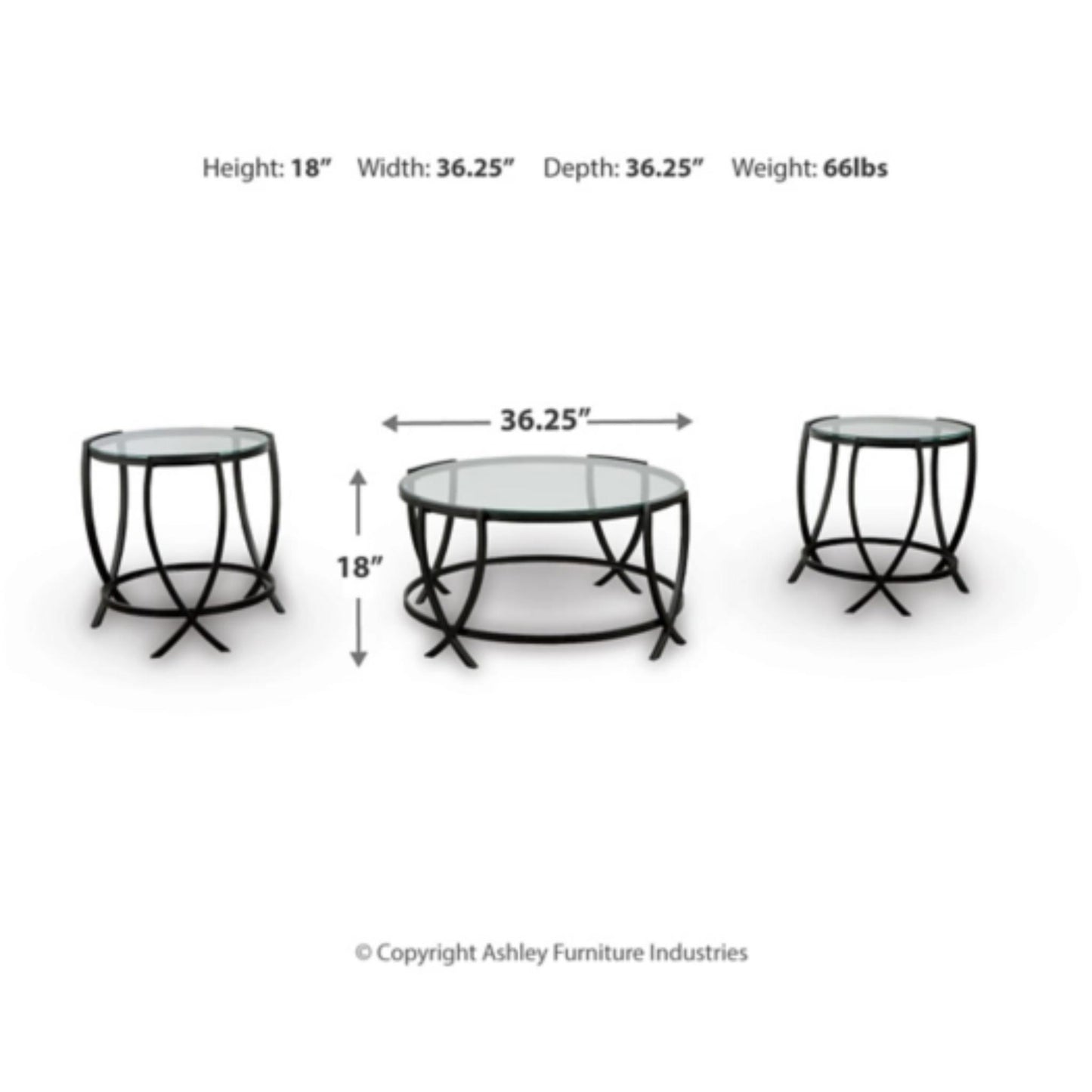 Tarrin 3pc Occasional Table Set - Black
