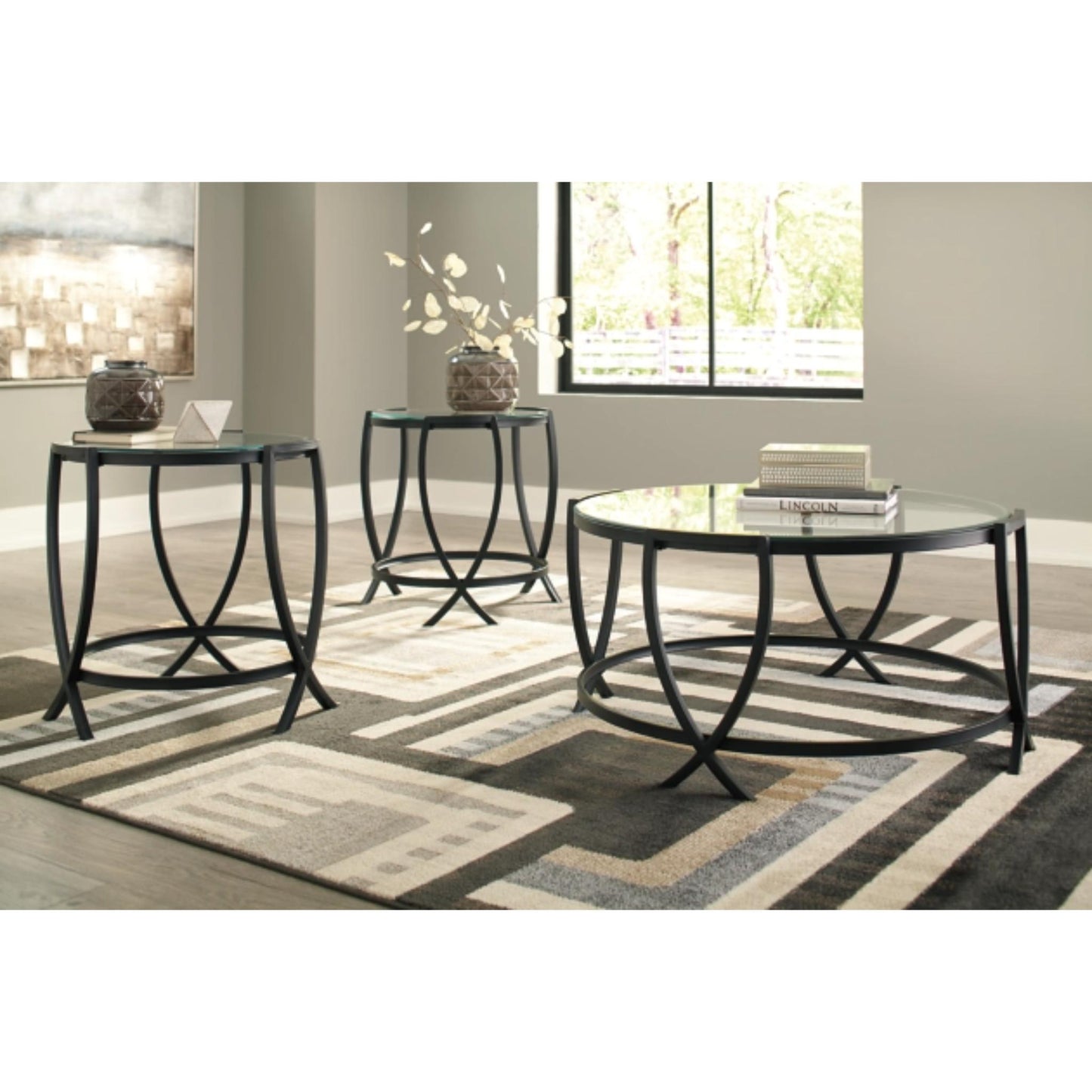 Tarrin 3pc Occasional Table Set - Black