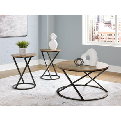 Cassbryn 3pc Occasional Table Set - Brown & Black