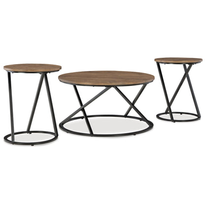 Cassbryn 3pc Occasional Table Set - Brown & Black