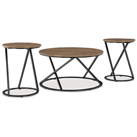 Cassbryn 3pc Occasional Table Set - Brown & Black