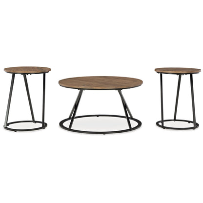 Cassbryn 3pc Occasional Table Set - Brown & Black