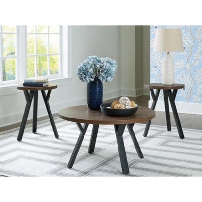 Elbrynn 3pc Occasional Table Set - Brown & Black