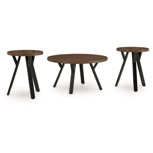 Elbrynn 3pc Occasional Table Set - Brown & Black