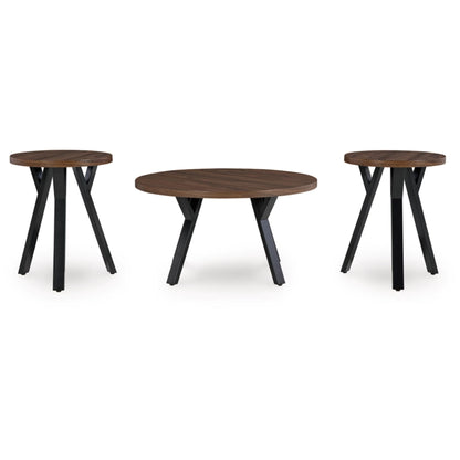 Elbrynn 3pc Occasional Table Set - Brown & Black