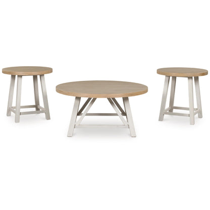 Fawndell 3pc Occasional Table Set - Antique White & Brown