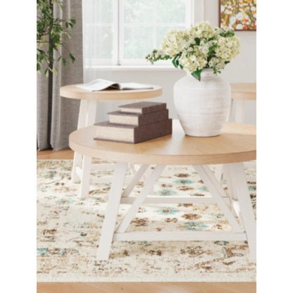 Fawndell 3pc Occasional Table Set - Antique White & Brown