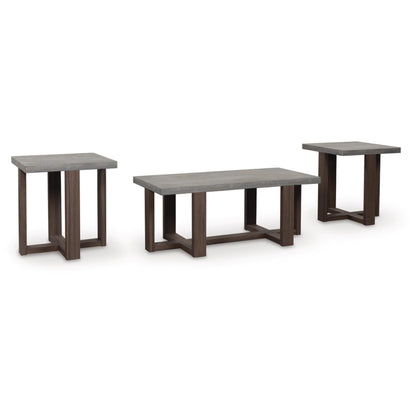 Dynnford 3pc Occasional Table Set - Gray & Brown