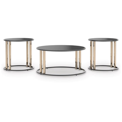 Hannerly 3pc Occasional Table Set - Black & Gold