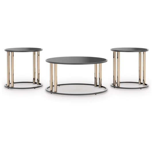 Hannerly 3pc Occasional Table Set - Black & Gold