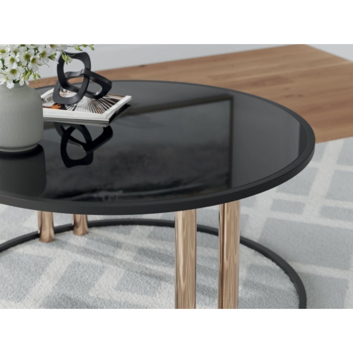 Hannerly 3pc Occasional Table Set - Black & Gold