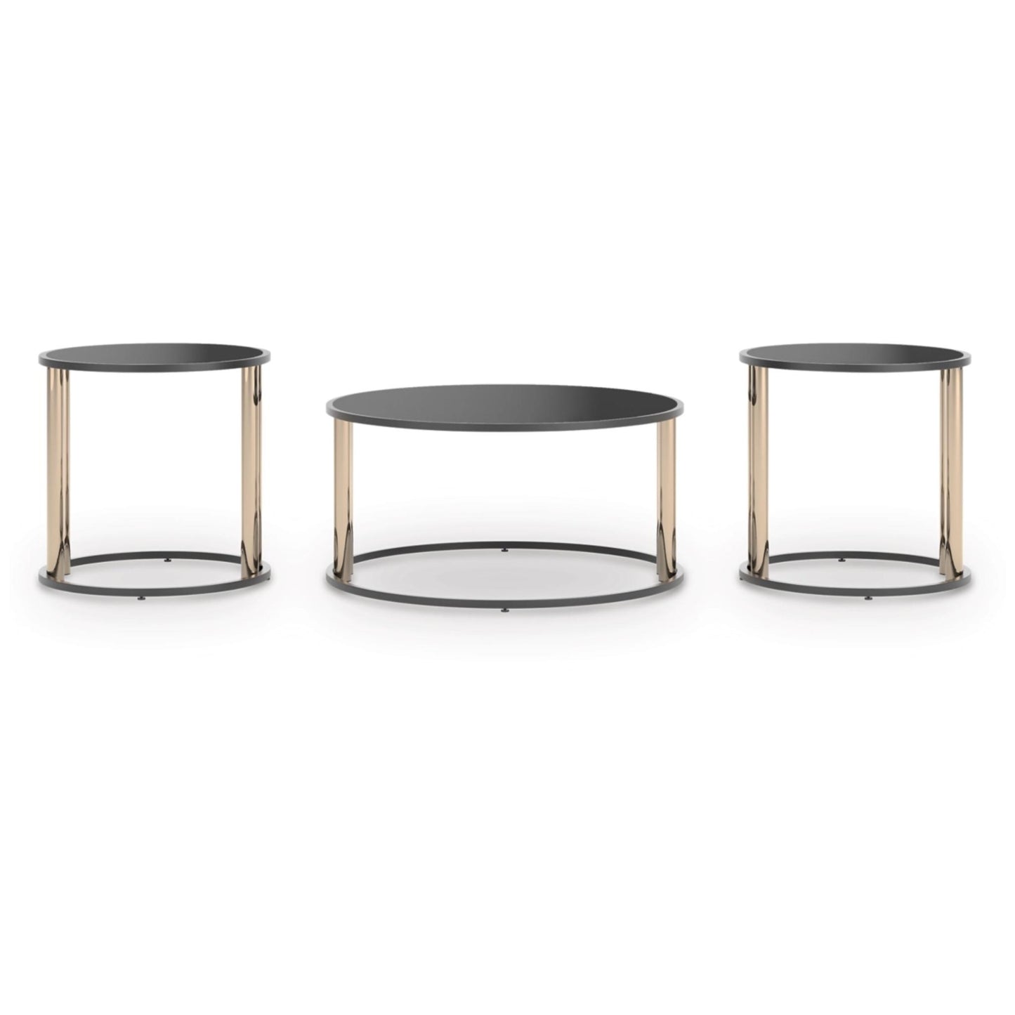Hannerly 3pc Occasional Table Set - Black & Gold