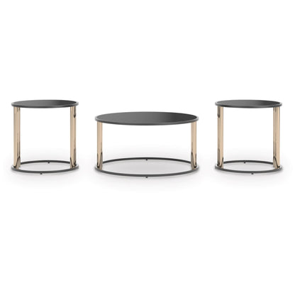 Hannerly 3pc Occasional Table Set - Black & Gold