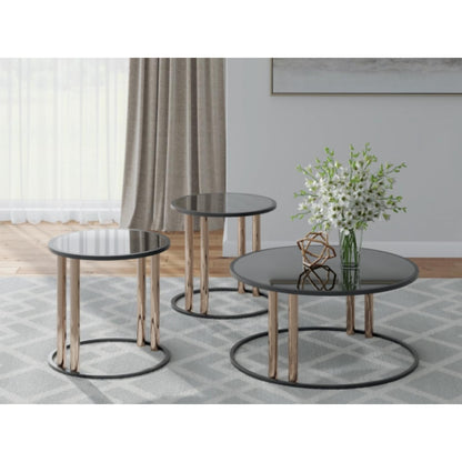 Hannerly 3pc Occasional Table Set - Black & Gold