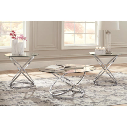 Hollynyx 3pc Occasional Table Set - Chrome Finish