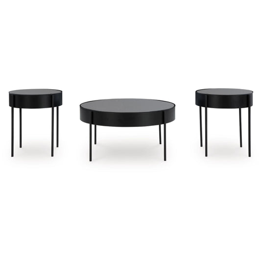 Ardoline 3pc Occasional Table Set - Black