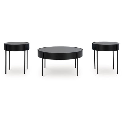 Ardoline 3pc Occasional Table Set - Black