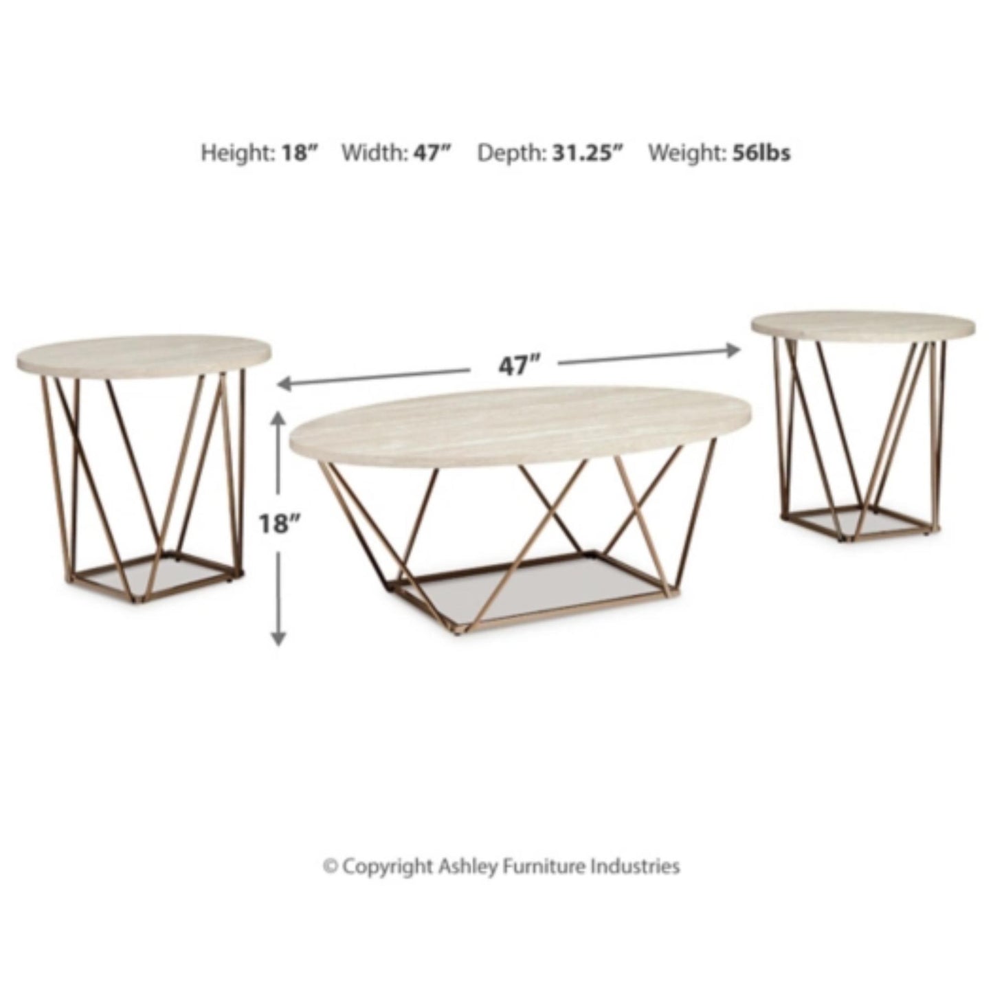 Tarica 3pc Occasional Table Set - Two - tone
