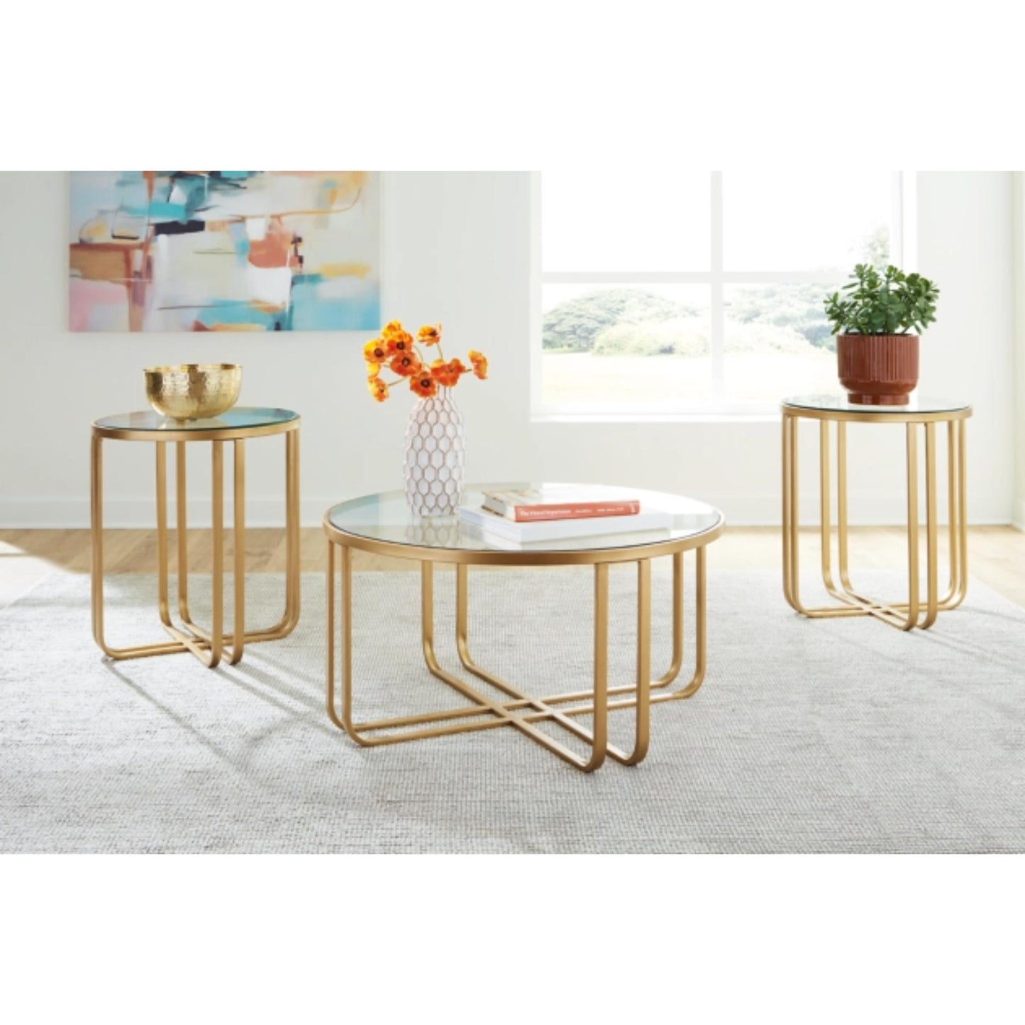 Milloton 3pc Occasional Table Set - Gold