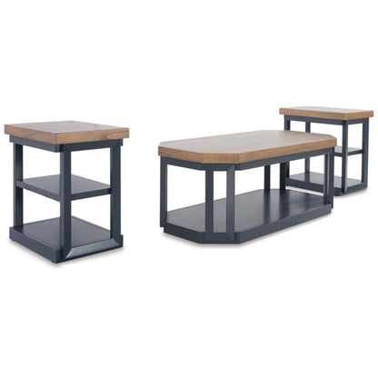 Landocken 3pc Occasional Table Set - Brow & Blue