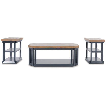 Landocken 3pc Occasional Table Set - Brow & Blue