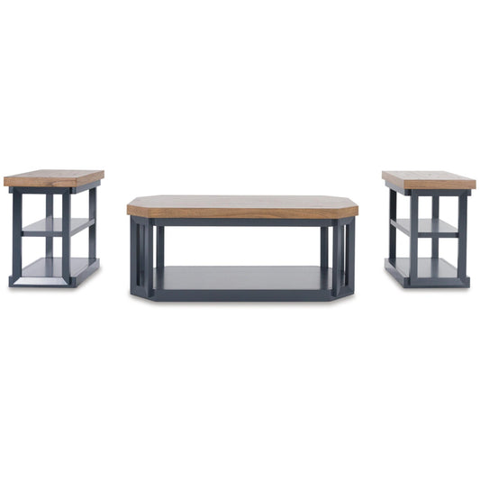Landocken 3pc Occasional Table Set - Brow & Blue