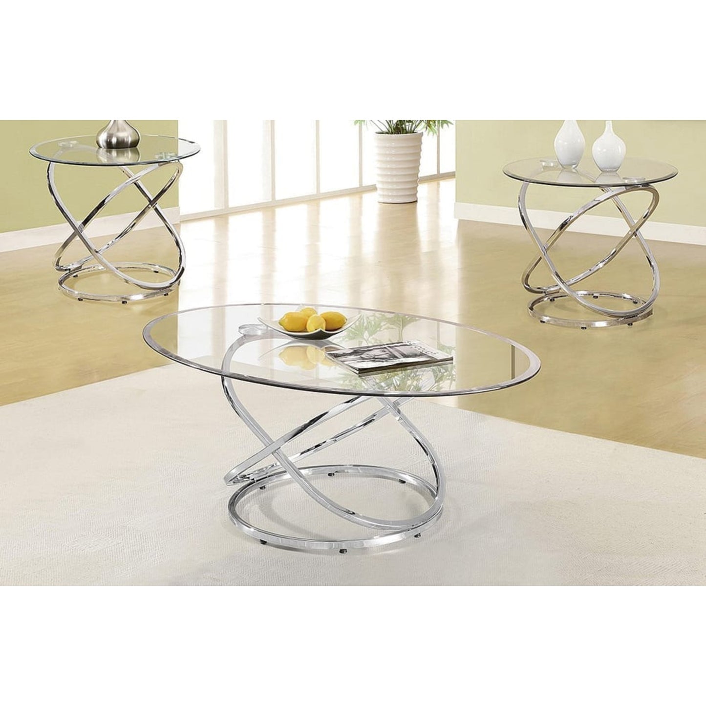 Glass & Chrome Coffee Table T-5018