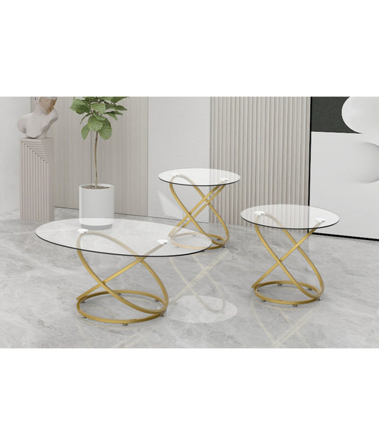 Glass & Gold Coffee Table T-5019