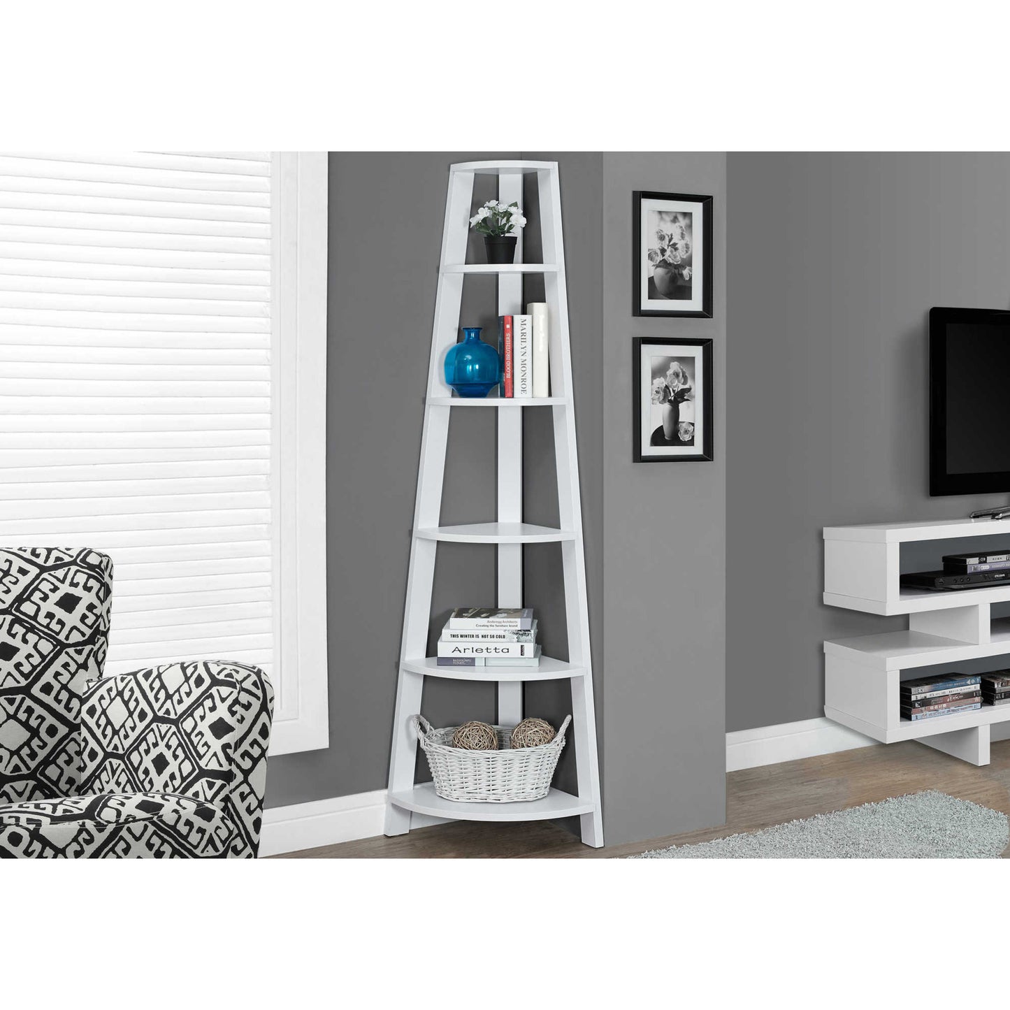72" BOOKCASE M2751 - Dark Walnut / Brown Oak / Black / Grey / Espresso / Dark Taupe / White / Grey - White / Grey - Black