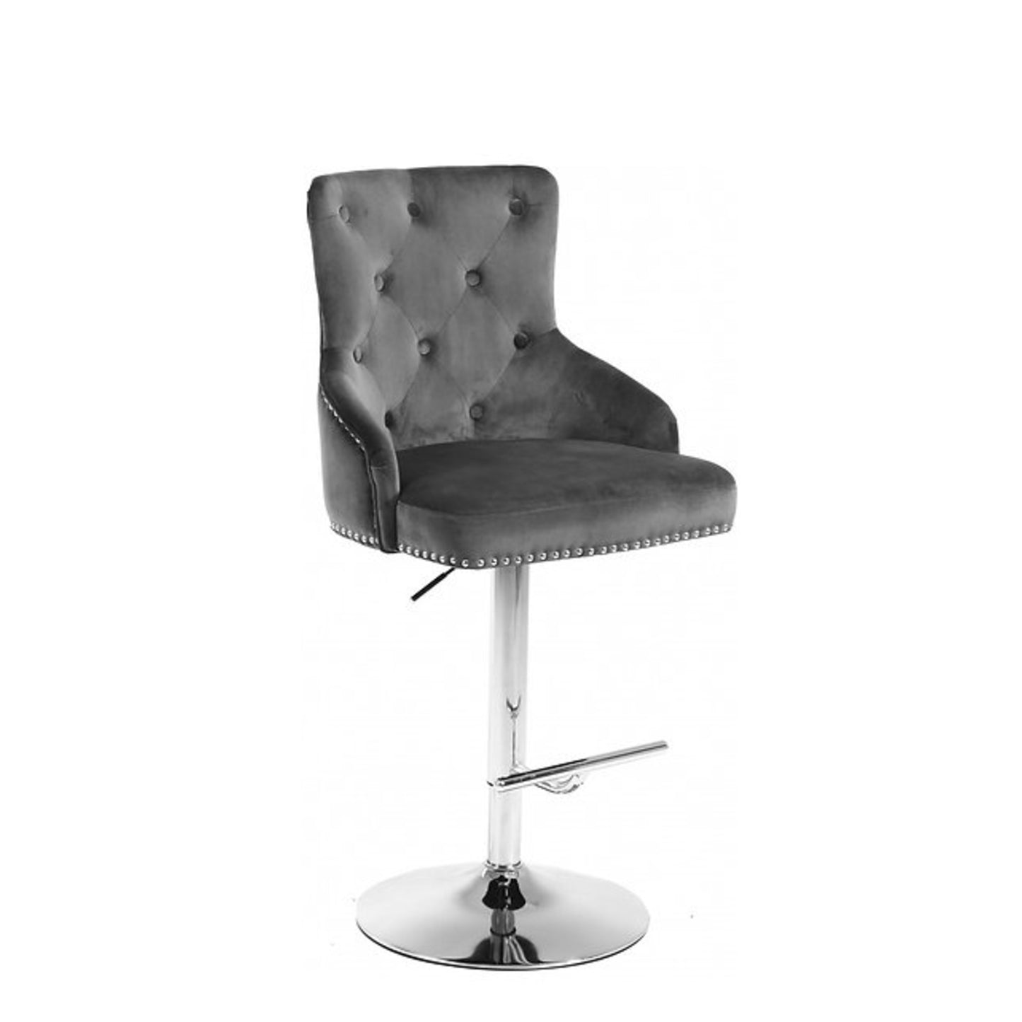 Velvet Bar Stool with Deep Tufting