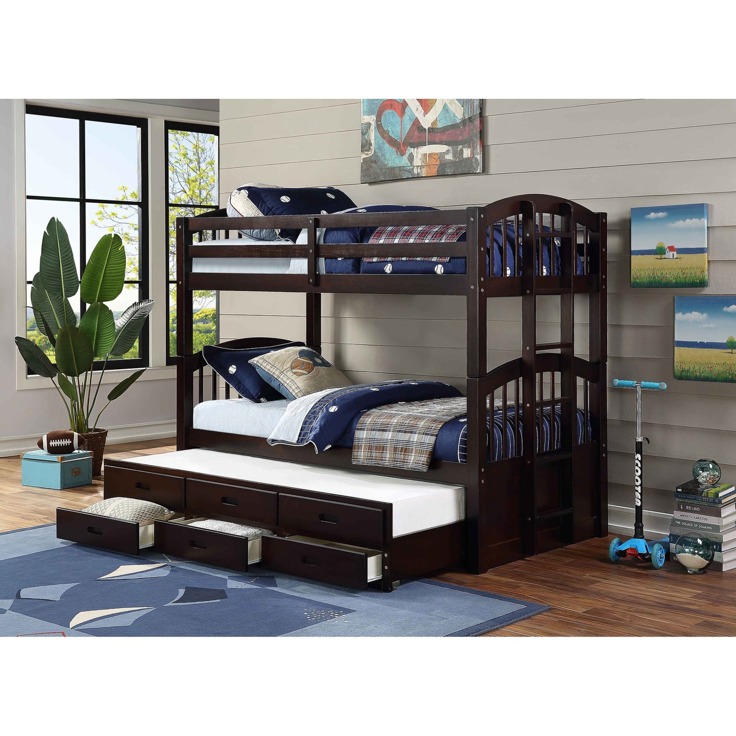 Twin/Twin/Twin Captain Bunk Bed IF 1840