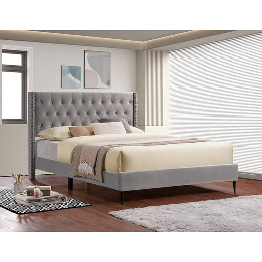 Full Diamond Pattern Platform Bed IF 5593 - Crème / Grey