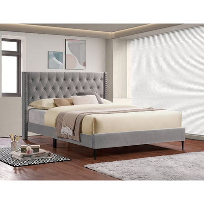 Full Diamond Pattern Platform Bed IF 5593 - Crème / Grey