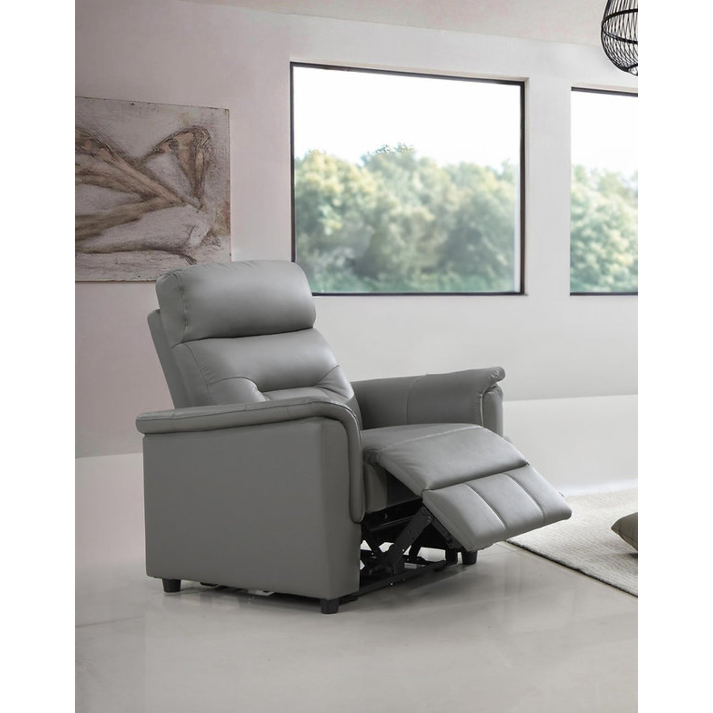 IF-8141 Leather Match Power Recliner - Light Grey