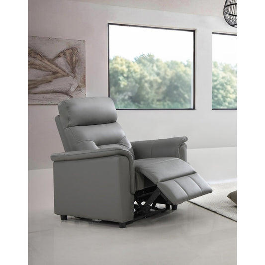 IF-8141 Leather Match Power Recliner - Light Grey