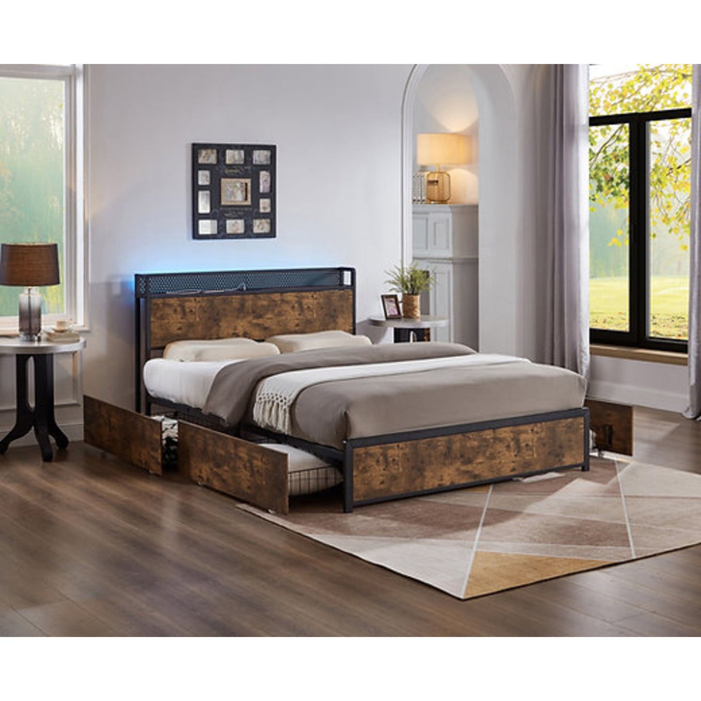 Wood Grain Platform Bed IF 5930